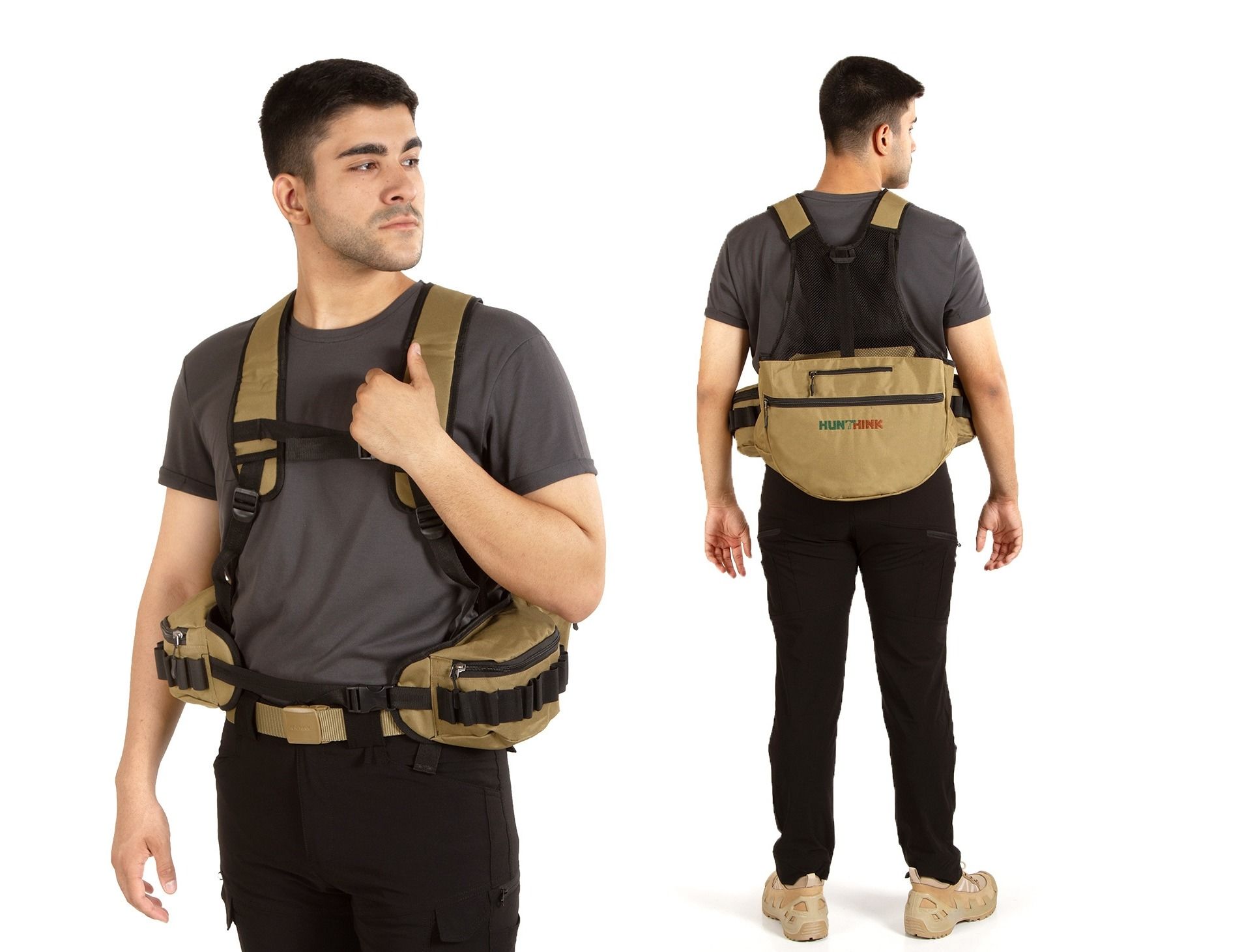 Hunthink HS061 VestPack Camel Çantalı Avcı Yeleği