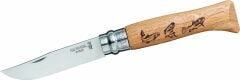 Opinel Meşe Saplı Balık Desenli Paslanmaz Çelik Çakı Inox No 8