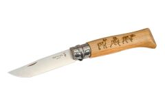 Opinel Meşe Saplı Köpek Desenli Paslanmaz Çelik Çakı Inox No 8