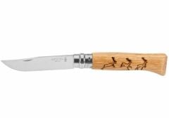 Opinel Meşe Saplı Geyik Desenli Paslanmaz Çelik Çakı Inox No 8