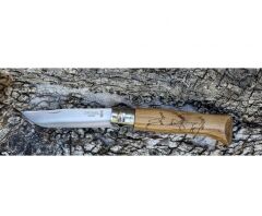 Opinel Meşe Saplı Geyik Desenli Paslanmaz Çelik Çakı Inox No 8