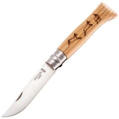 Opinel Meşe Saplı Dağ Keçisi Desenli Paslanmaz Çelik Çakı Inox No 8