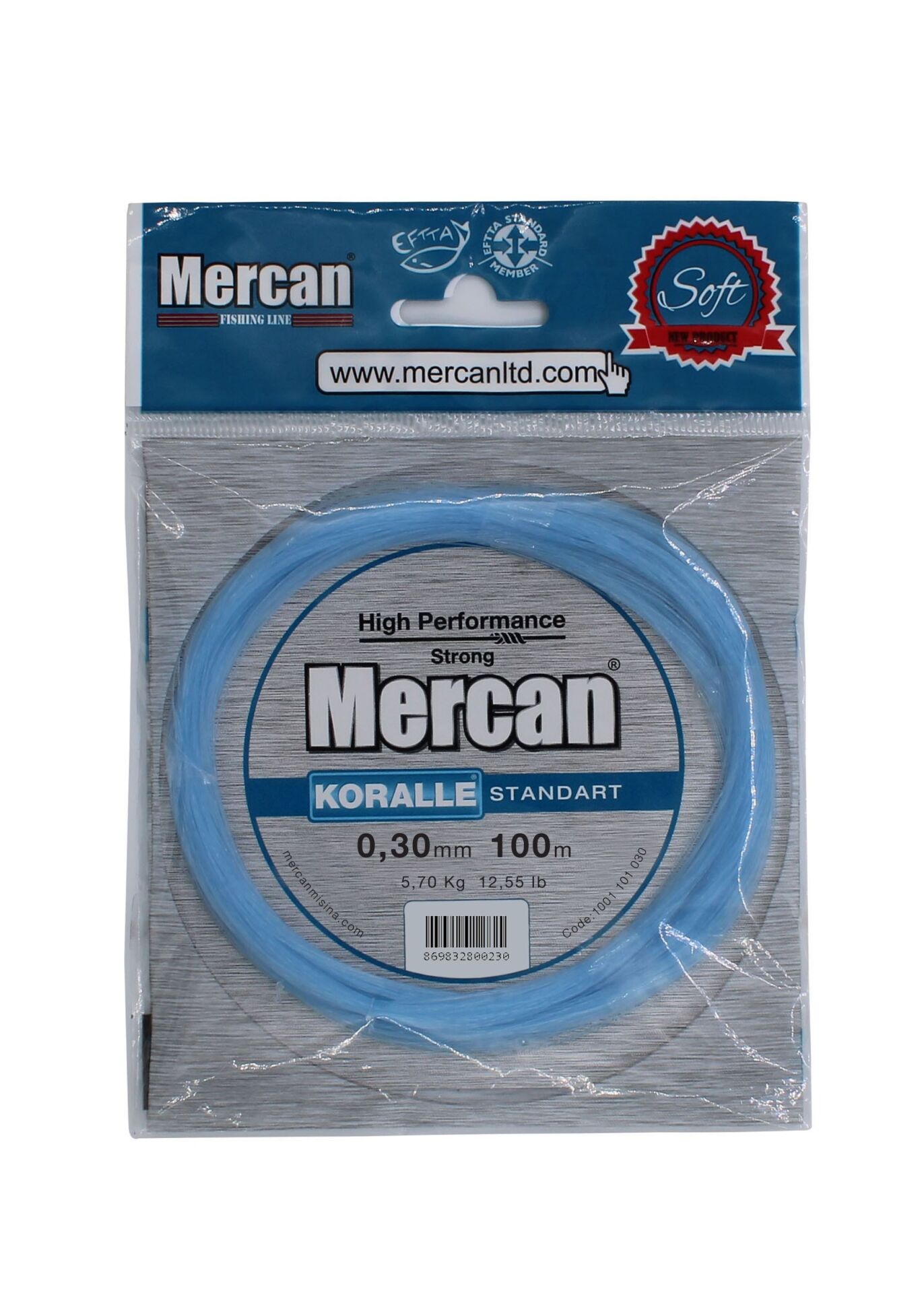 Mercan Standart 4x25 m.Bağlantılı 100 m Poşet Misina - Mavi