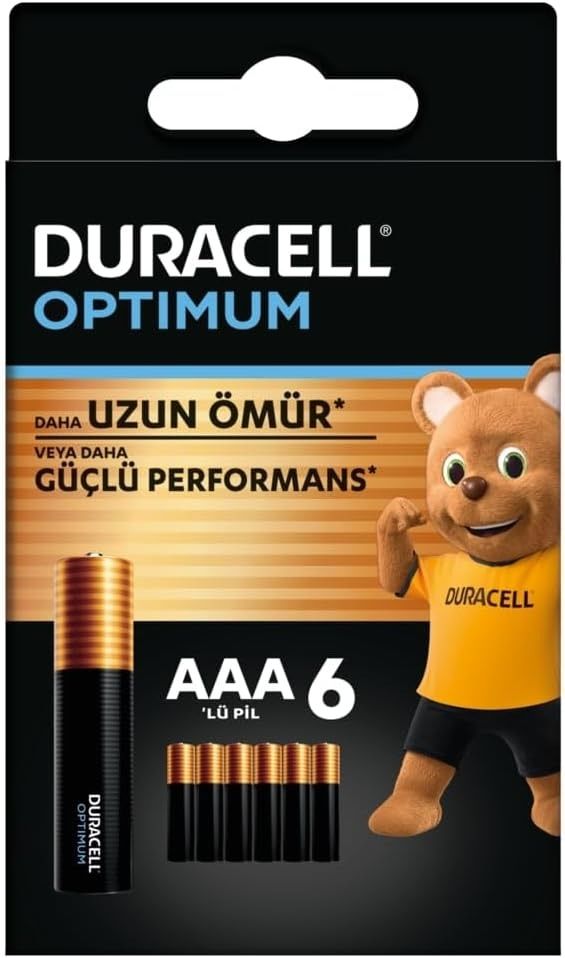 Duracell Optimum AAA İnce Kalem Pil (6’lı Paket) - Alkalin Pil 1,5V - Pil Saklama Paketi - LR03 MX2400