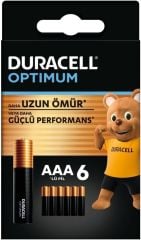 Duracell Optimum AAA İnce Kalem Pil (6’lı Paket) - Alkalin Pil 1,5V - Pil Saklama Paketi - LR03 MX2400