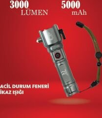 Gold Police GP-218 Acil Durum El Feneri Güçlü Tg LED Zoom Uzun Menzilli El Feneri 3000 Lümen