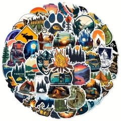 Dış Mekan Kamp Vinil Stickerları Canlı Görünüm - 10 Adet