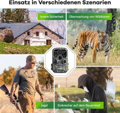DEATTI Trail Fotokapan, 48 MP Fotoğraf ve 4K Video, 30m Gece Görüşlü, Su Geçirmez, Ultra Geniş Açılı Av Kamerası