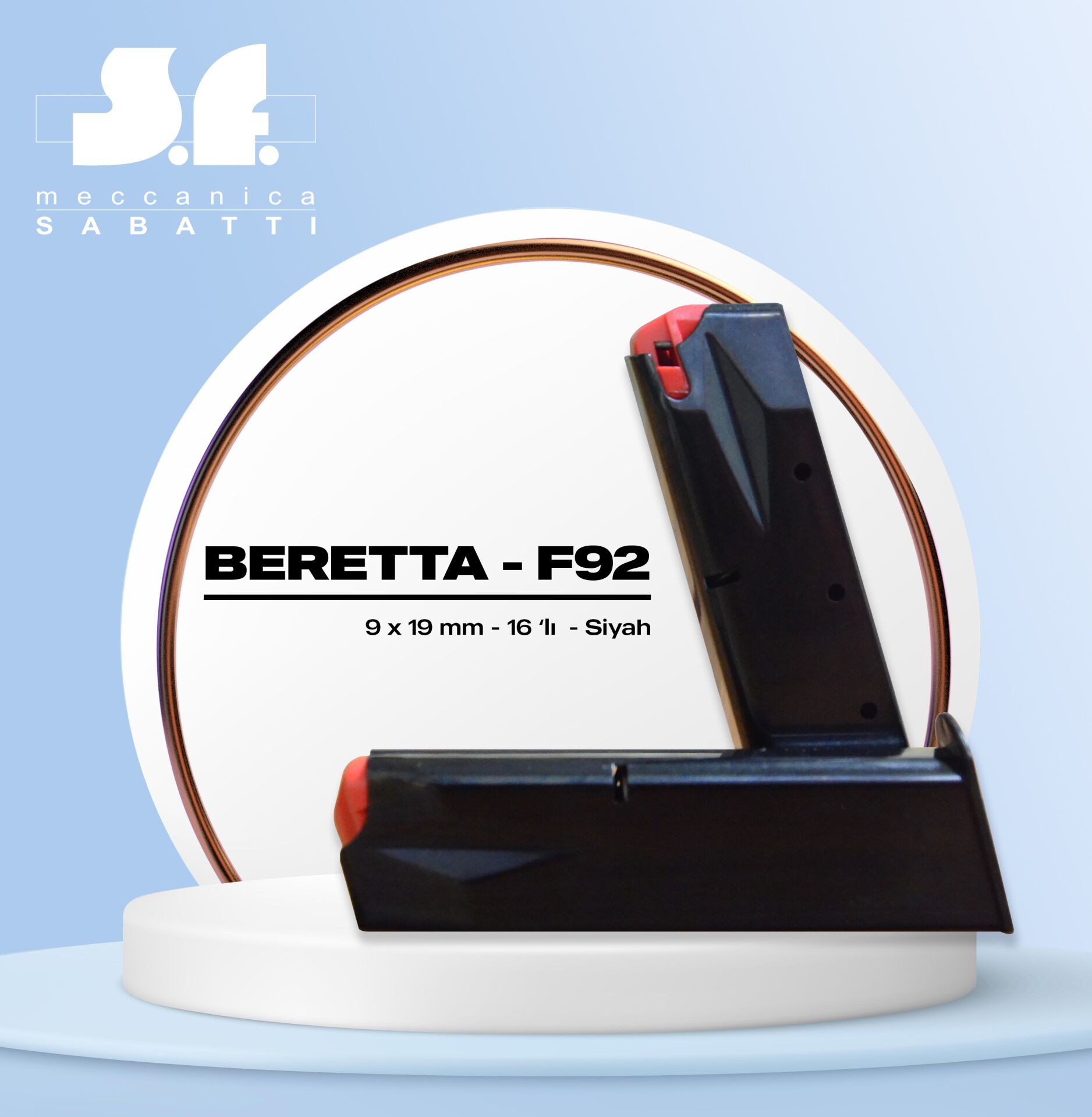 Sabatti Beretta F-92 Tabanca Şarjörü 16+1 / Made İn İtaly